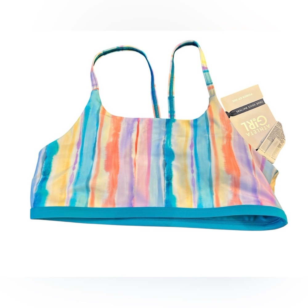 Athleta Rainbow Striped Kids Bikini Top